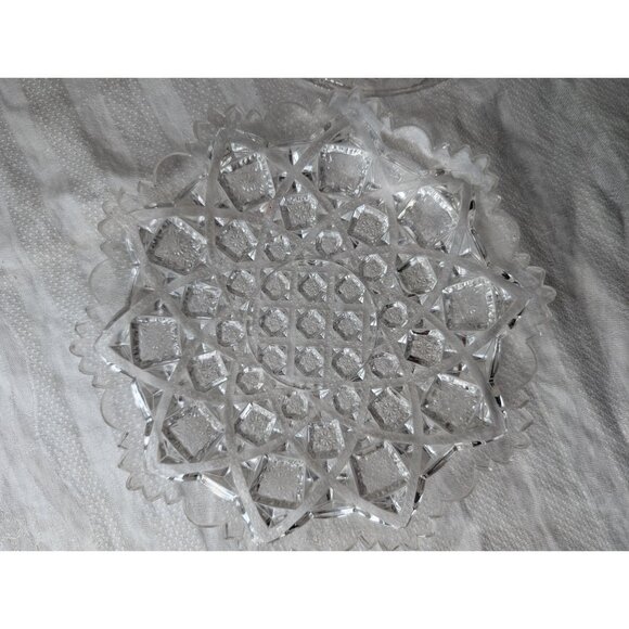 Vintage Westmoreland Clear Pressed Glass Butter Dish W Dome Lid Scalloped Plate - Picture 8 of 9